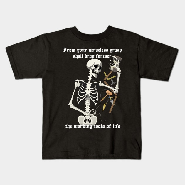 Masonic Working Tools Skeleton Kids T-Shirt by Limit Break Merch